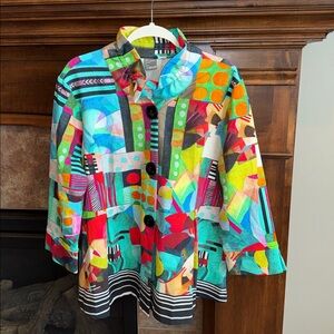 Colorful abstract bold geometric artsy blazer jacket Simply Art DOLCEZZA XL